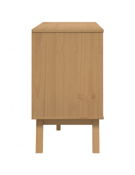 Credenza OLDEN Grigia e Marrone 114x43x73,5 cm Massello di Pino