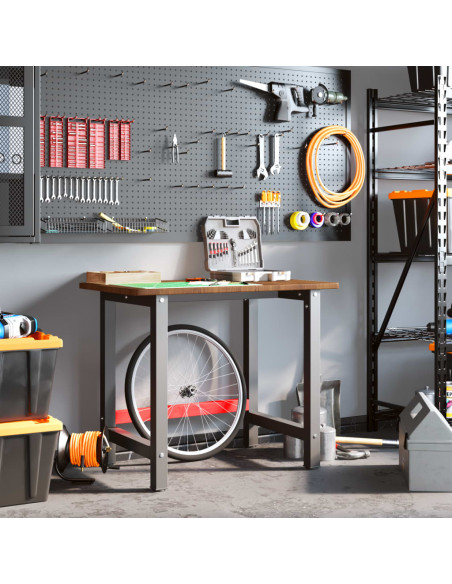 Banco Lavoro Marrone Scuro 100x60x81,5 cm Legno Massello Rovere