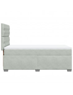 Giroletto a Molle con Materasso Grigio Chiaro 80x200 cm Velluto 2