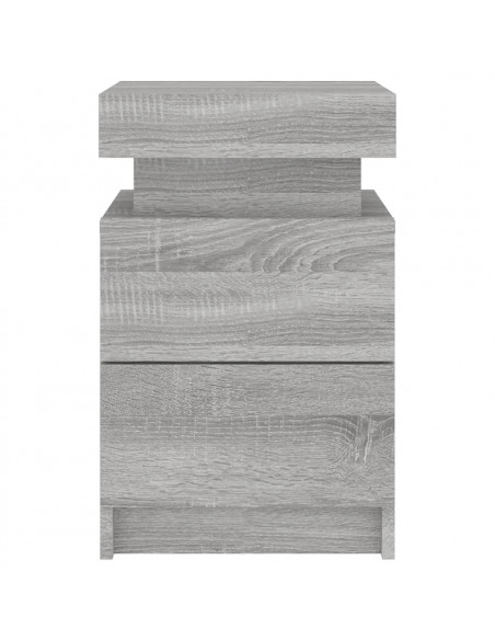 Comodini con Luci LED 2pz Grigio Sonoma 35x39x55 cm