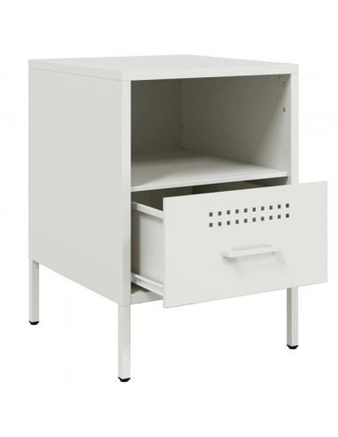 Comodini 2pz Bianchi 36x39x50,5cm in Acciaio Laminato a Freddo