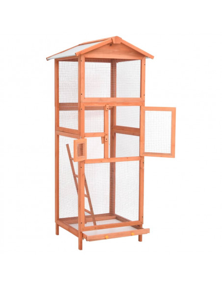 Gabbia per Uccelli 68x62x166 cm in Legno di Abete