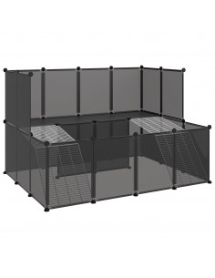 Gabbia per Piccoli Animali Nera 143x107x93 cm in PP e Acciaio 2