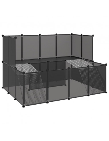 Gabbia per Piccoli Animali Nera 143x107x93 cm in PP e Acciaio
