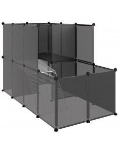 Gabbia per Piccoli Animali Nera 142x74x93 cm in PP e Acciaio 2