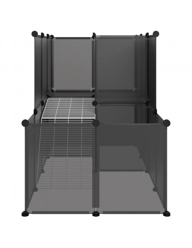 Gabbia per Piccoli Animali Nera 142x74x93 cm in PP e Acciaio