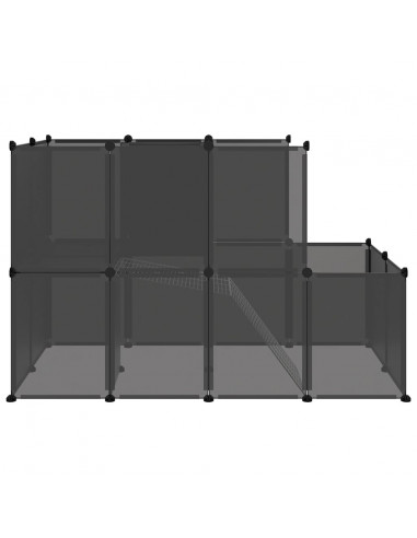 Gabbia per Piccoli Animali Nera 142x74x93 cm in PP e Acciaio