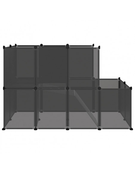 Gabbia per Piccoli Animali Nera 142x74x93 cm in PP e Acciaio