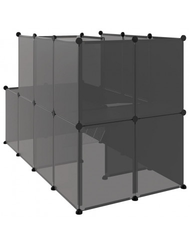 Gabbia per Piccoli Animali Nera 142x74x93 cm in PP e Acciaio