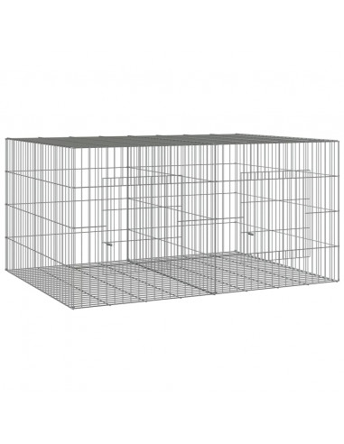 Conigliera con 2 Pannelli 110x79x54 cm Ferro Zincato