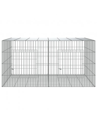 Conigliera con 2 Pannelli 110x79x54 cm Ferro Zincato