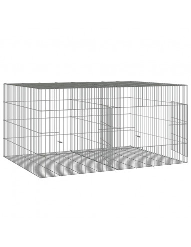 Conigliera con 2 Pannelli 110x79x54 cm Ferro Zincato