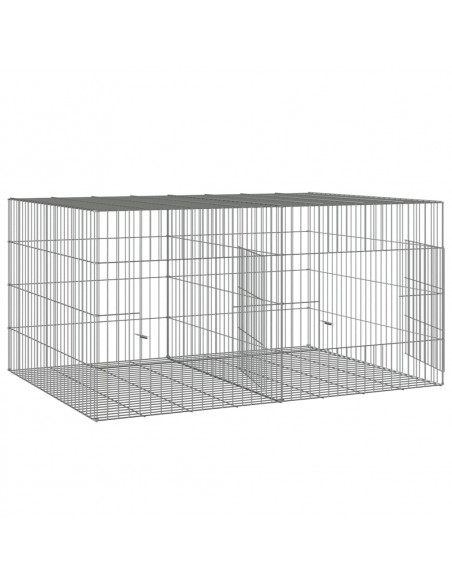 Conigliera con 2 Pannelli 110x79x54 cm Ferro Zincato