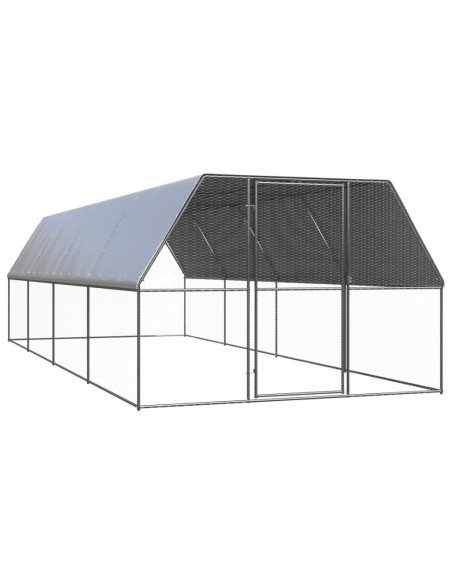 Gabbia per Polli da Esterno 3x8x2 m in Acciaio Zincato