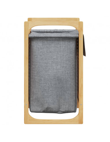 Cesto per il Bucato con Borsa Grigia 32x30x36,5 cm in Bambù