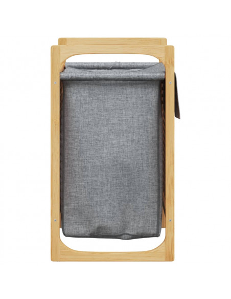 Cesto per il Bucato con Borsa Grigia 32x30x36,5 cm in Bambù