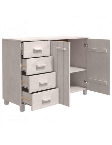 Credenza HAMAR Bianca 113x40x80 cm in Legno Massello di Pino