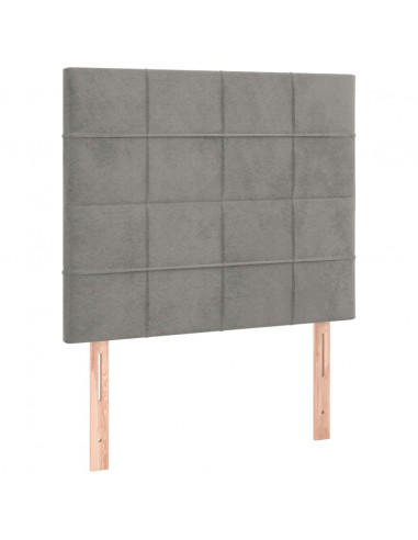 Giroletto a Molle con Materasso Grigio Chiaro 90x190 cm Velluto