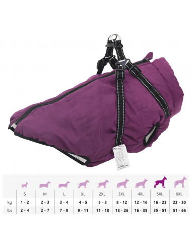 Cappotto Cani Imbracatura Impermeabile Riflettente Viola 5XL