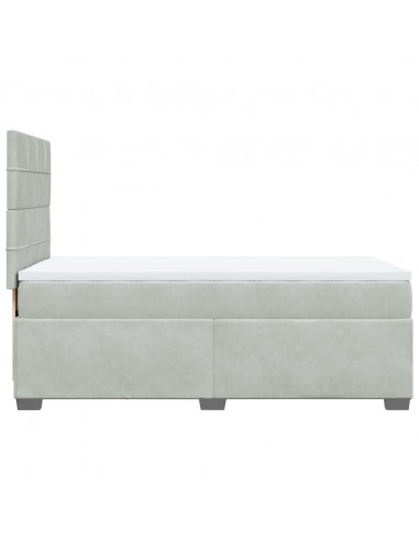 Giroletto a Molle con Materasso Grigio Chiaro 90x190 cm Velluto