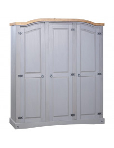 Armadio in Legno di Pino Messicano Corona 3 Ante Grigio 2