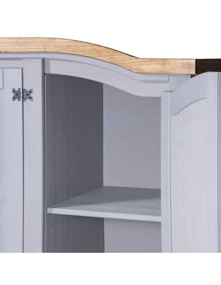 Armadio in Legno di Pino Messicano Corona 3 Ante Grigio