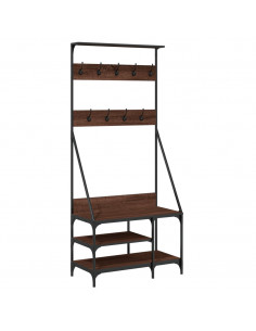 Appendiabiti con Porta Scarpe Rovere Marrone 80x40x184 cm 2