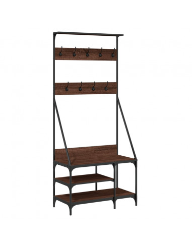 Appendiabiti con Porta Scarpe Rovere Marrone 80x40x184 cm