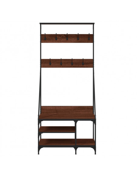 Appendiabiti con Porta Scarpe Rovere Marrone 80x40x184 cm
