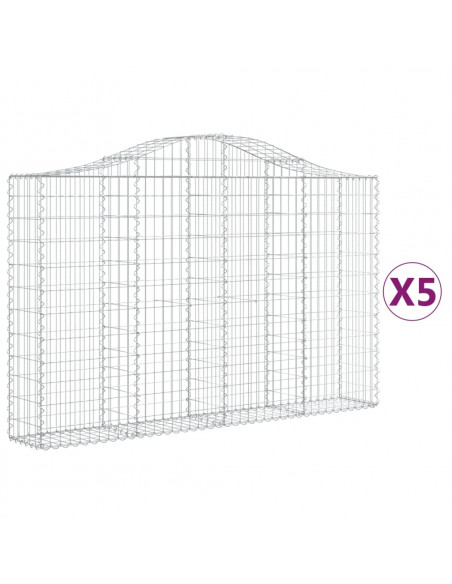 Cesti Gabbioni ad Arco 5 pz 200x30x120/140 cm Ferro Zincato