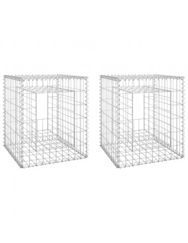 Cesti a Gabbione a Torre 2 pz 50x50x60 cm in Ferro