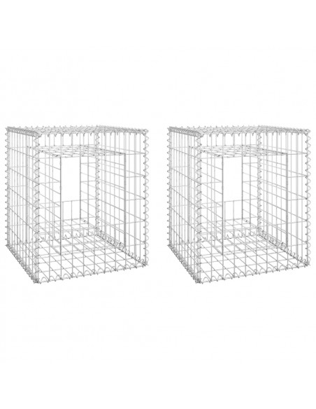 Cesti a Gabbione a Torre 2 pz 50x50x60 cm in Ferro