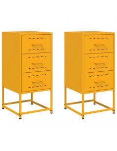 Comodini 2 pz Giallo Senape 36x39x78 cm in Acciaio 2