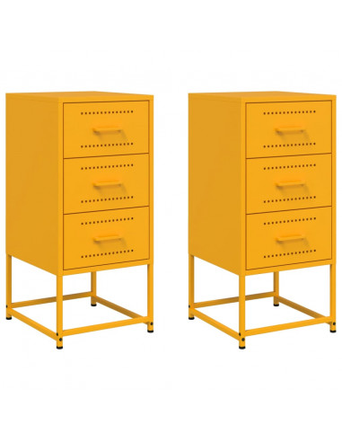 Comodini 2 pz Giallo Senape 36x39x78 cm in Acciaio