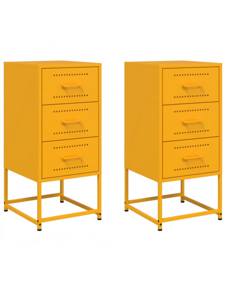Comodini 2 pz Giallo Senape 36x39x78 cm in Acciaio