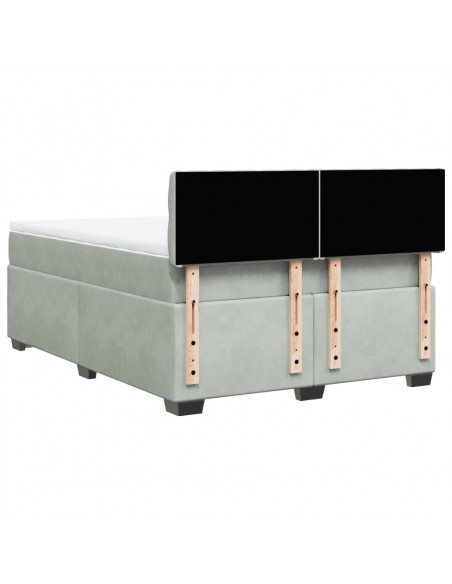 Giroletto a Molle con Materasso Grigio Chiaro 160x200cm Velluto