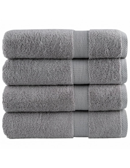 Asciugamani da Doccia 4 pz Grigi 70x140 cm 600gsm 100% Cotone