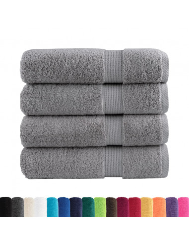 Asciugamani da Doccia 4 pz Grigi 70x140 cm 600gsm 100% Cotone