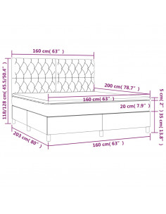 Giroletto a Molle con Materasso Grigio Chiaro160x200 cm Tessuto 2