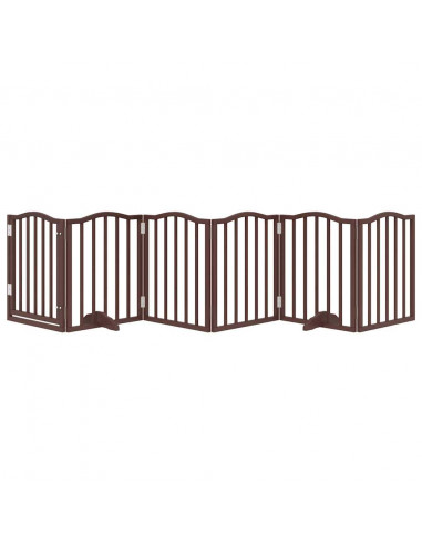 Cancello Cani Pieghevole Rovere Marrone 6 Pannelli 300cm Pioppo