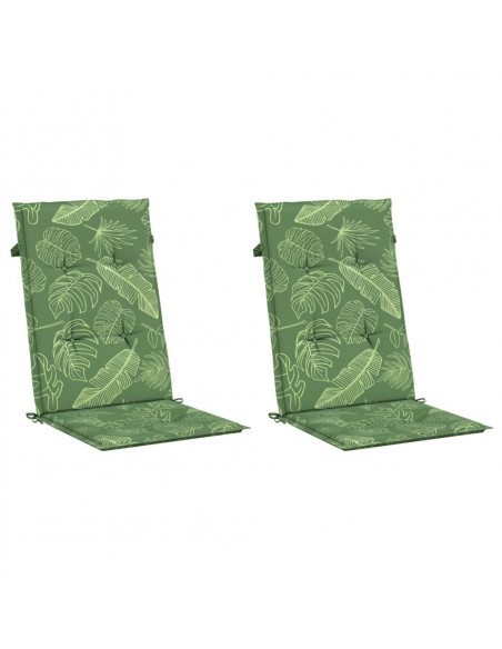 Cuscini per Sedia Schienale Alto 2 pz Motivo Foglie in Tessuto