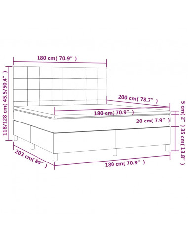 Giroletto a Molle con Materasso Grigio Chiaro180x200 cm Tessuto