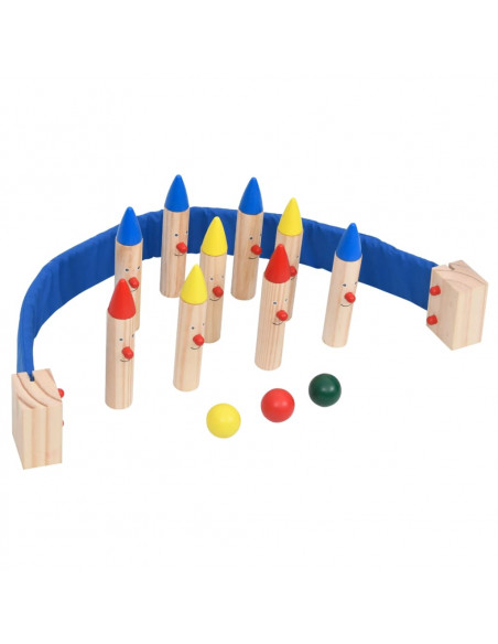 Gioco di Bowling Multicolore in Legno Massello di Pino