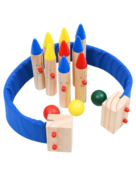 Gioco di Bowling Multicolore in Legno Massello di Pino