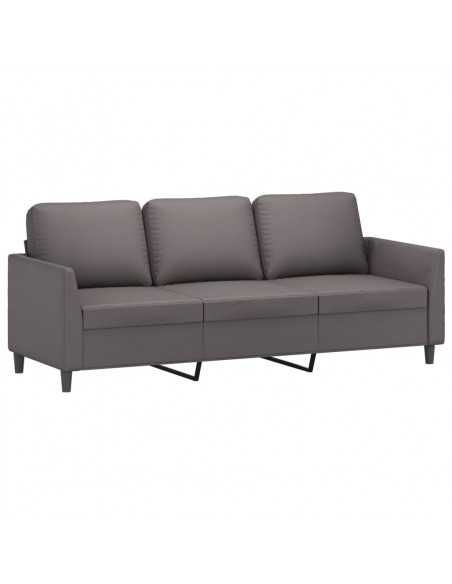 Divano a 3 Posti Grigio 180 cm in Similpelle