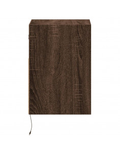 Comodino a Parete con luci LED Rovere Marrone 2