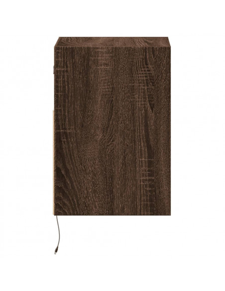 Comodino a Parete con luci LED Rovere Marrone