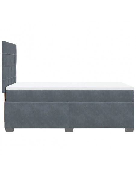 Giroletto a Molle con Materasso Grigio Scuro 100x200 cm Velluto