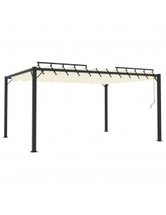 Gazebo con Tetto a Lamelle 3x4 m in Tessuto Crema e Alluminio 2