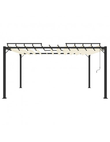 Gazebo con Tetto a Lamelle 3x4 m in Tessuto Crema e Alluminio